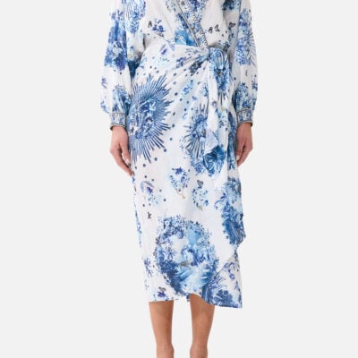 CAMILLA Wrap Midi Dress the Porcelain Parlour - Image 1
