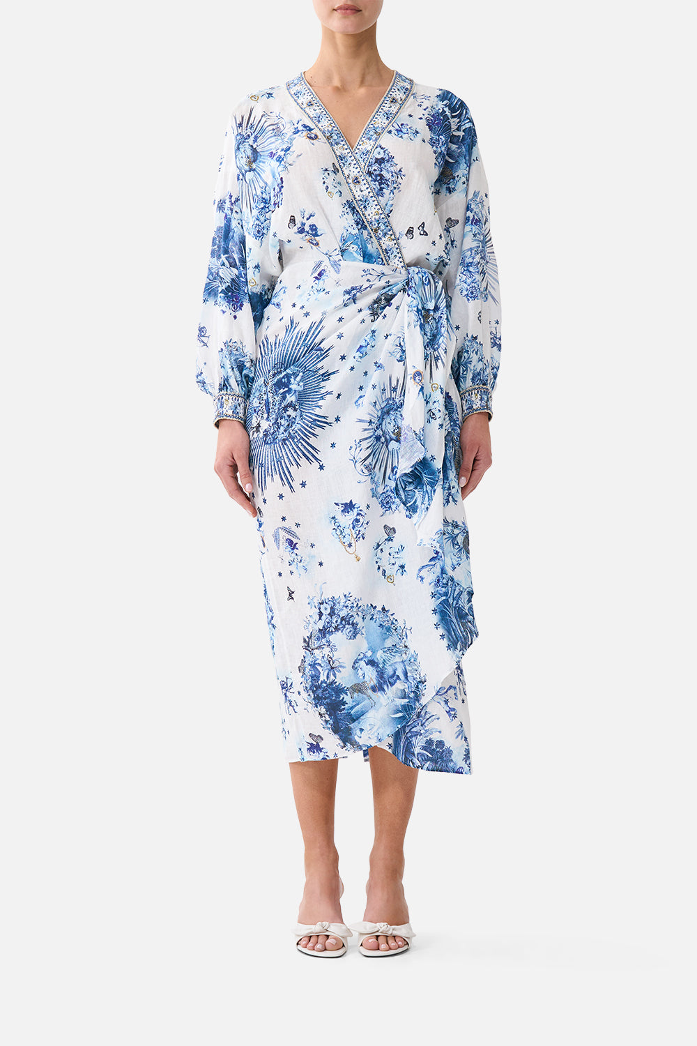 CAMILLA Wrap Midi Dress the Porcelain Parlour - Image 1