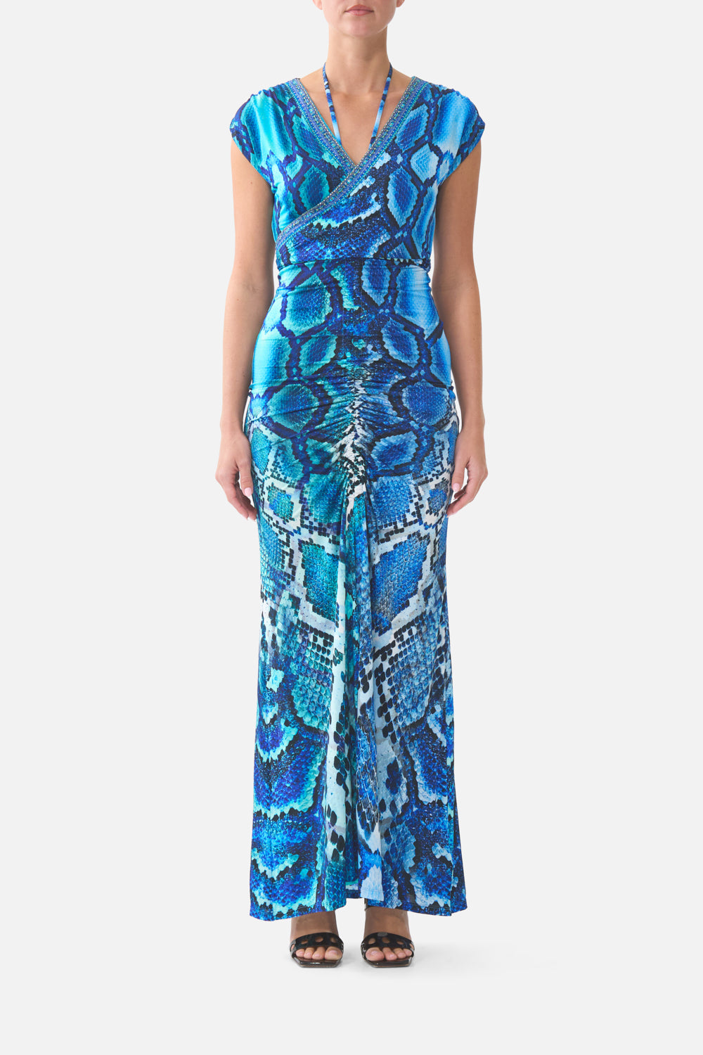 CAMILLA Wrap Bodice Jersey Dress the Sapphire Serpent - Image 1