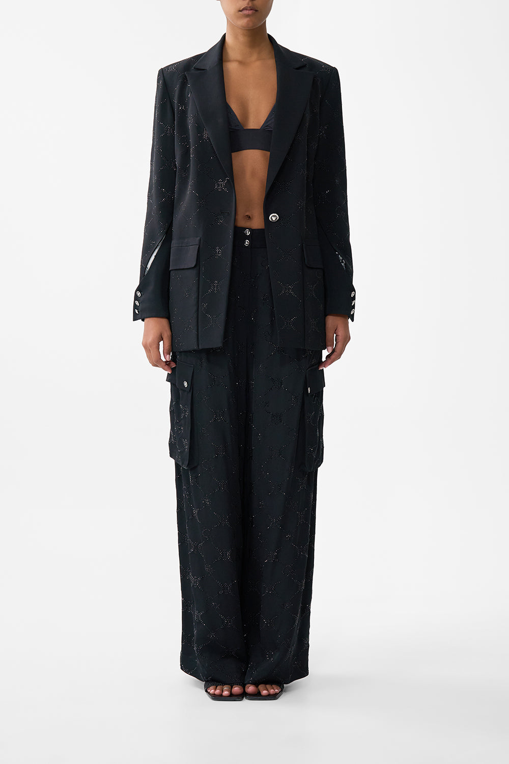 CAMILLA Wide Leg Utility Pants Solid Black - Image 1