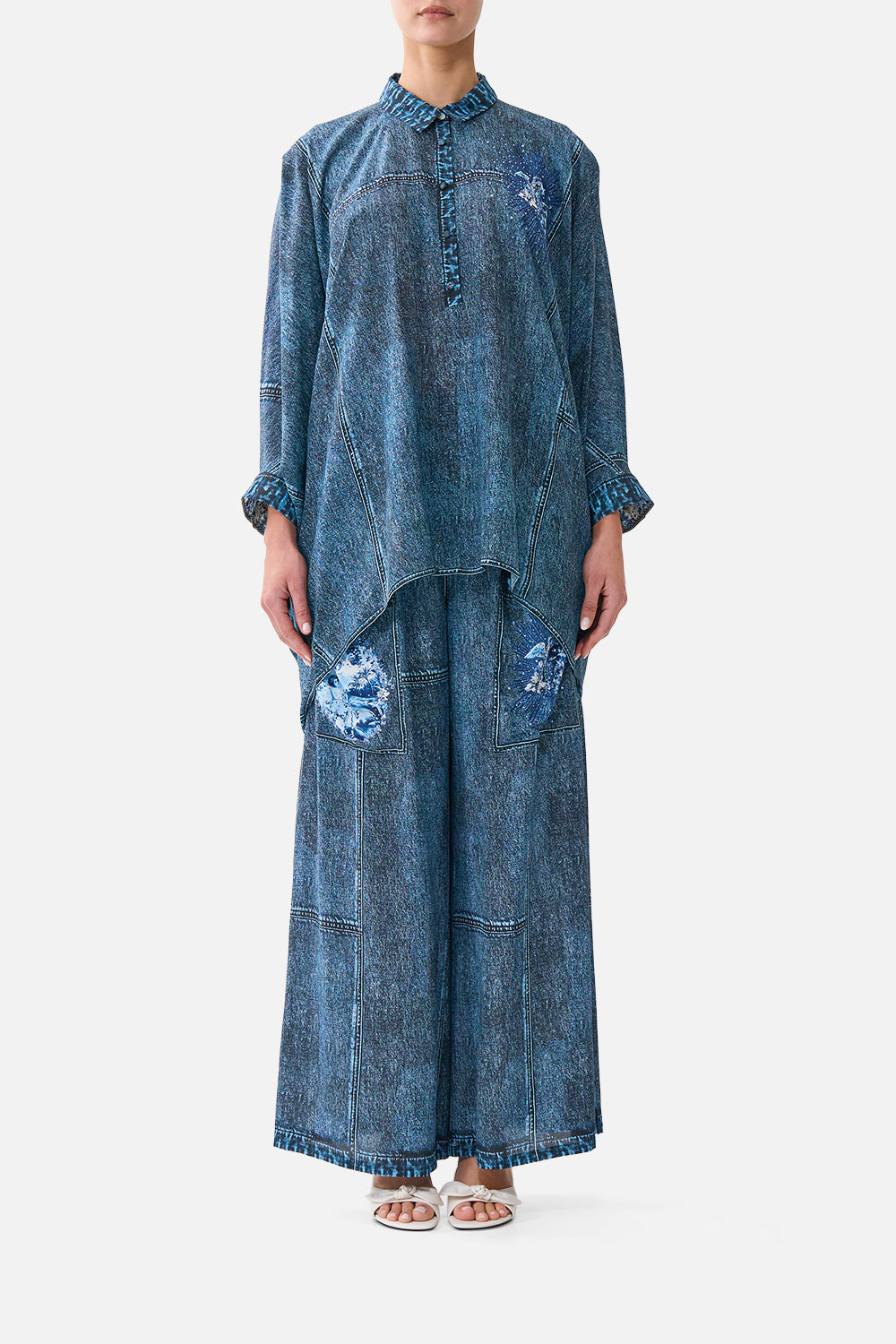 CAMILLA Wide Leg Trouser With Front Pockets the Porcelain Parlour - Image 1