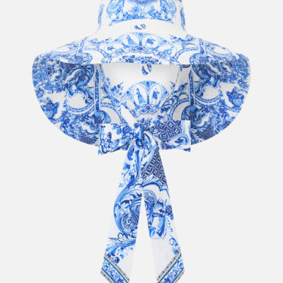 CAMILLA Wide Brim Bucket Hat With Tie Ceramic Panoramic - Image 1