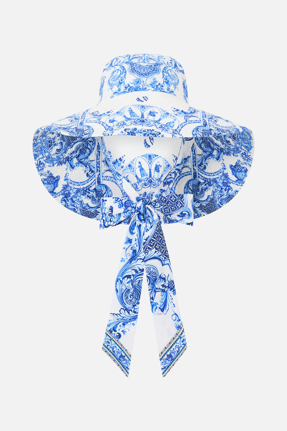 CAMILLA Wide Brim Bucket Hat With Tie Ceramic Panoramic - Image 1