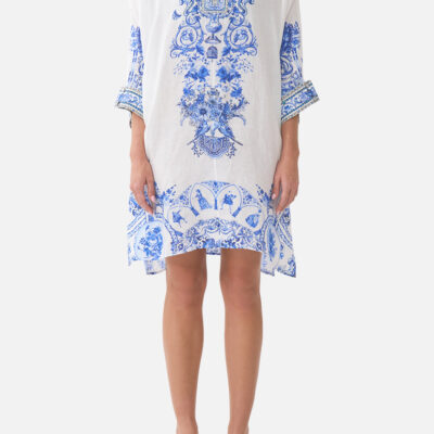 CAMILLA Wide Body Collared Kaftan Ceramic Panoramic - Image 1