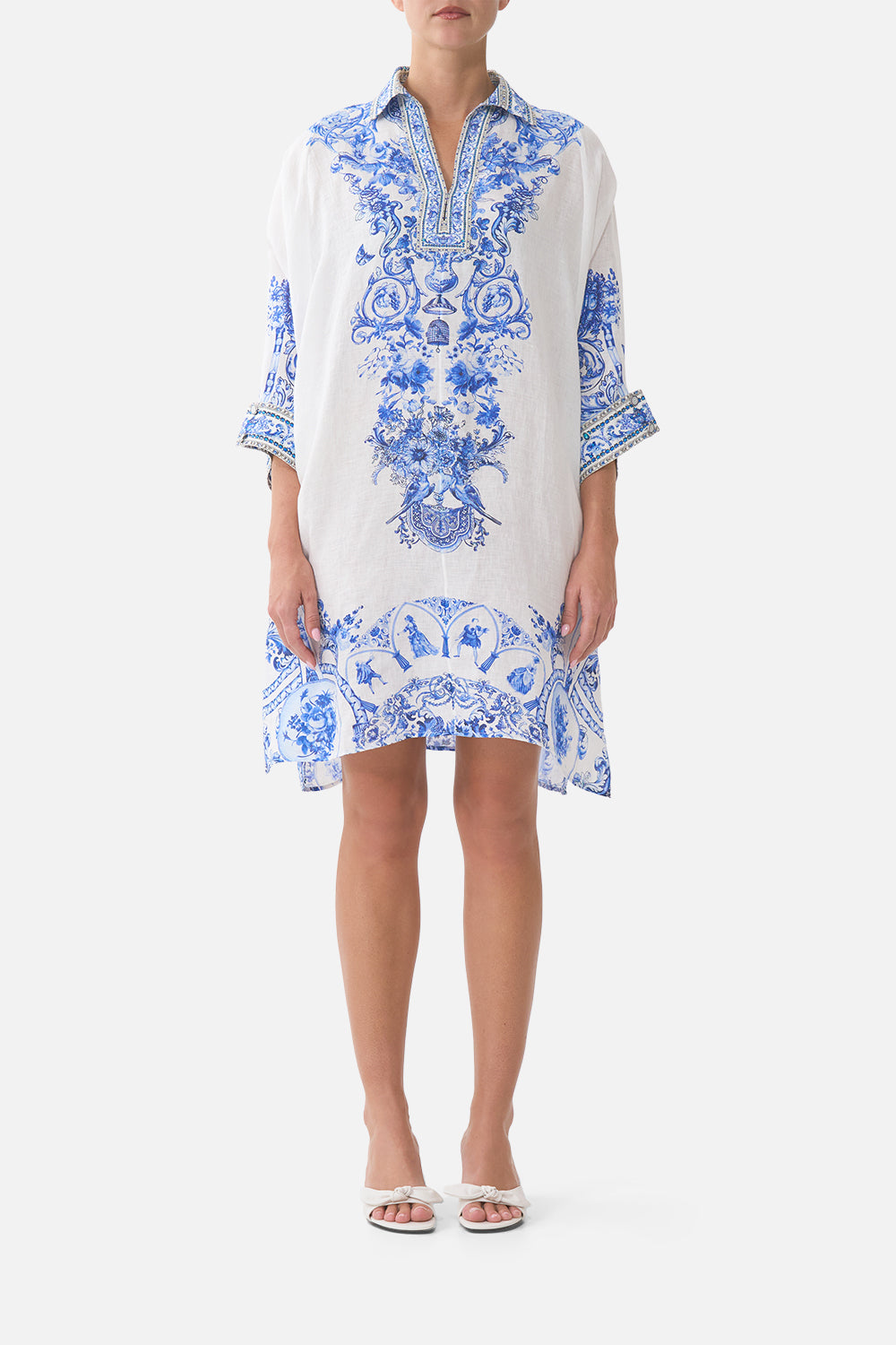 CAMILLA Wide Body Collared Kaftan Ceramic Panoramic - Image 1