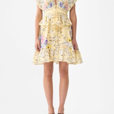 CAMILLA Waisted Short Dress With Ruffle Details Darling Buds - Image 1
