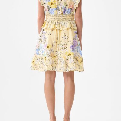 CAMILLA Waisted Short Dress With Ruffle Details Darling Buds - Image 2