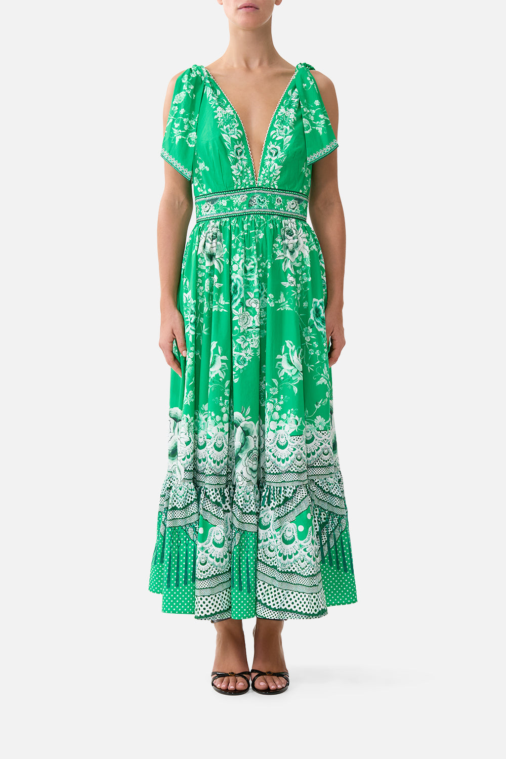 CAMILLA Waisted Midi Dress With Shoulder Ties Sacromonte Señorita - Image 1