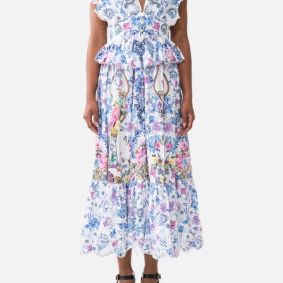 CAMILLA Waisted Midi Dress With Ruffle Details All About That Lace - Image 1