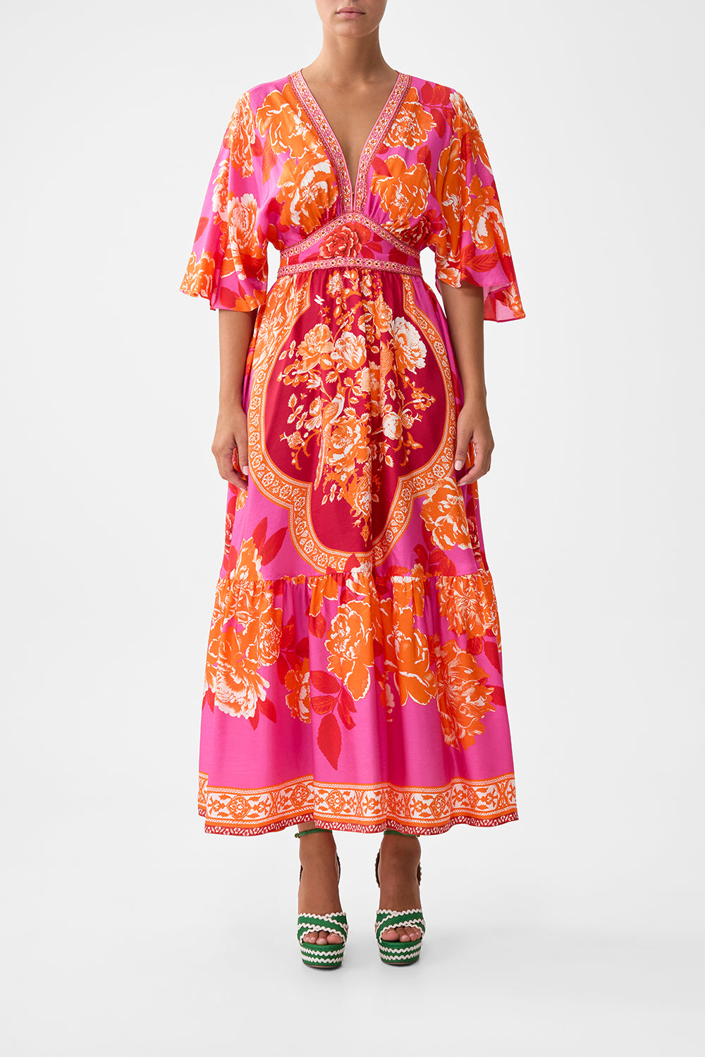 CAMILLA Waisted Dress With Hem Ruffle Tiles OF Türkiye - Image 1