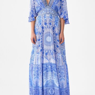 CAMILLA Waisted Dress With Hem Ruffle the Bosphorous - Image 1