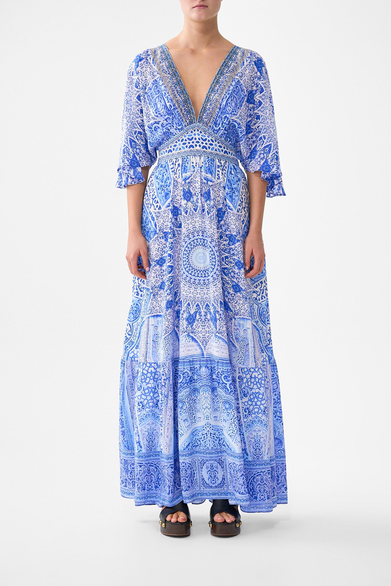 CAMILLA Waisted Dress With Hem Ruffle the Bosphorous - Image 1
