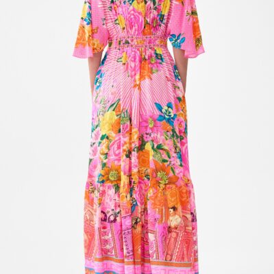 CAMILLA Waisted Dress With Hem Ruffle Illustration Nation - Image 2
