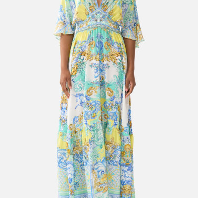 CAMILLA Waisted Dress With Hem Ruffle Dial UP the Tiles - Image 1