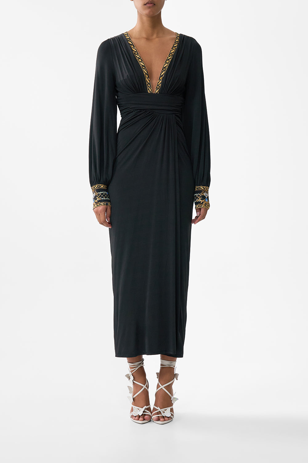 CAMILLA Waisted Draped Jersey Dress Ottoman Elegance - Image 1