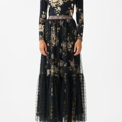 CAMILLA Waistband Ruffle Hem Skirt Flamenco Folklore - Image 1
