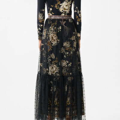 CAMILLA Waistband Ruffle Hem Skirt Flamenco Folklore - Image 2