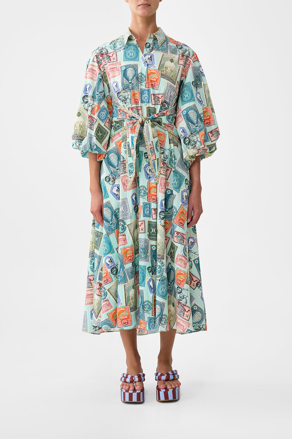 CAMILLA Waist Tie Shirt Dress With Bubble Sleeve With Love From Türkiye - Image 1