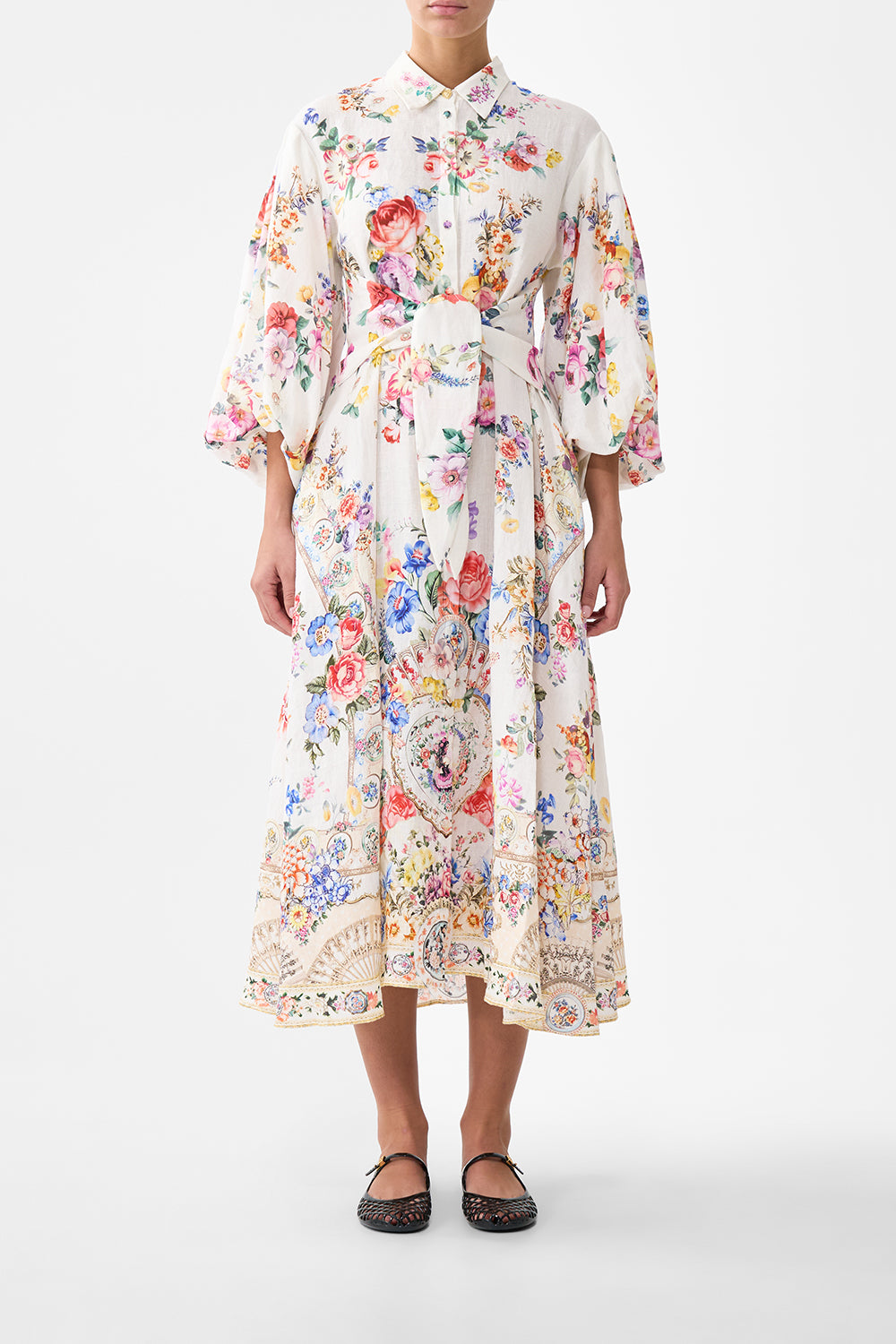 CAMILLA Waist Tie Shirt Dress With Bubble Sleeve I Left MY Heart - Image 1