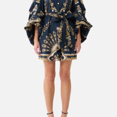 CAMILLA Volume Sleeve Shirt Dress With Tie Taurus Rising - Image 1