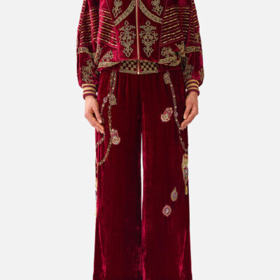 CAMILLA Velvet Zip Front Panelled Sweater Call ME A Carriage - Image 1
