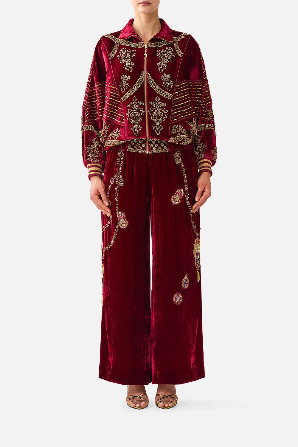 CAMILLA Velvet Zip Front Panelled Sweater Call ME A Carriage - Image 1