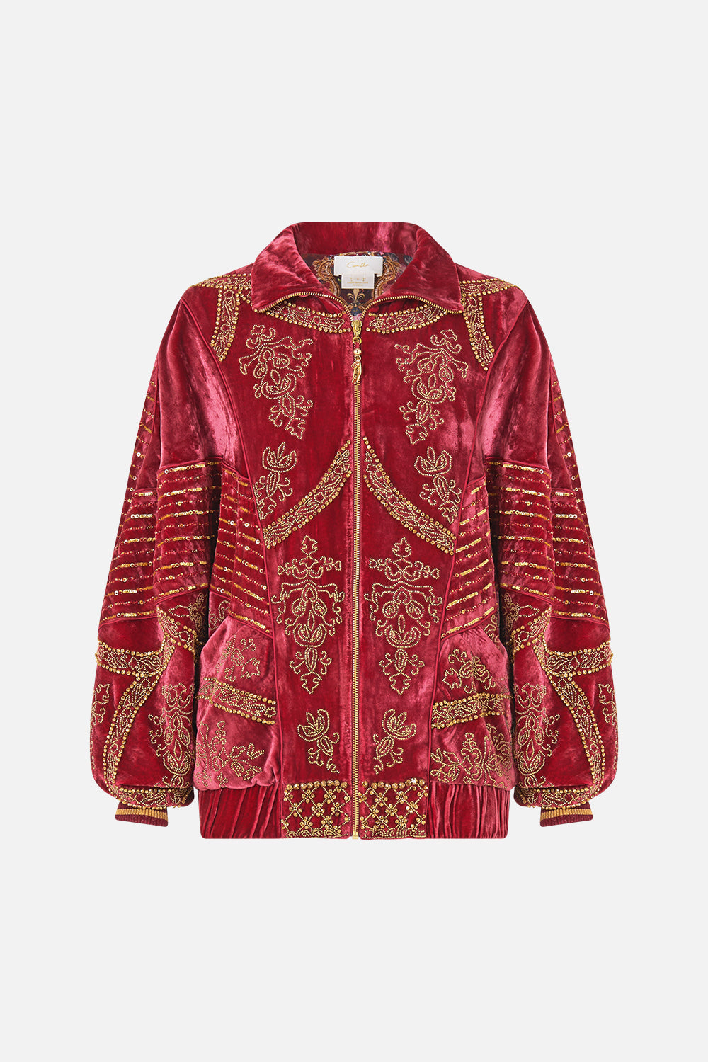 MNCAM131026140621123_3 CAMILLA Velvet Zip Front Panelled Sweater Call ME A Carriage - Image 3