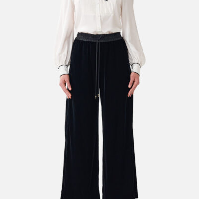 CAMILLA Velvet Relaxed Track Pant With Side Panel Leopard Libertine - Image 1