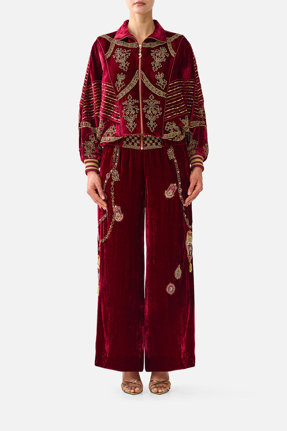 CAMILLA Velvet Relaxed Track Pant With Side Panel Call ME A Carriage - Image 1