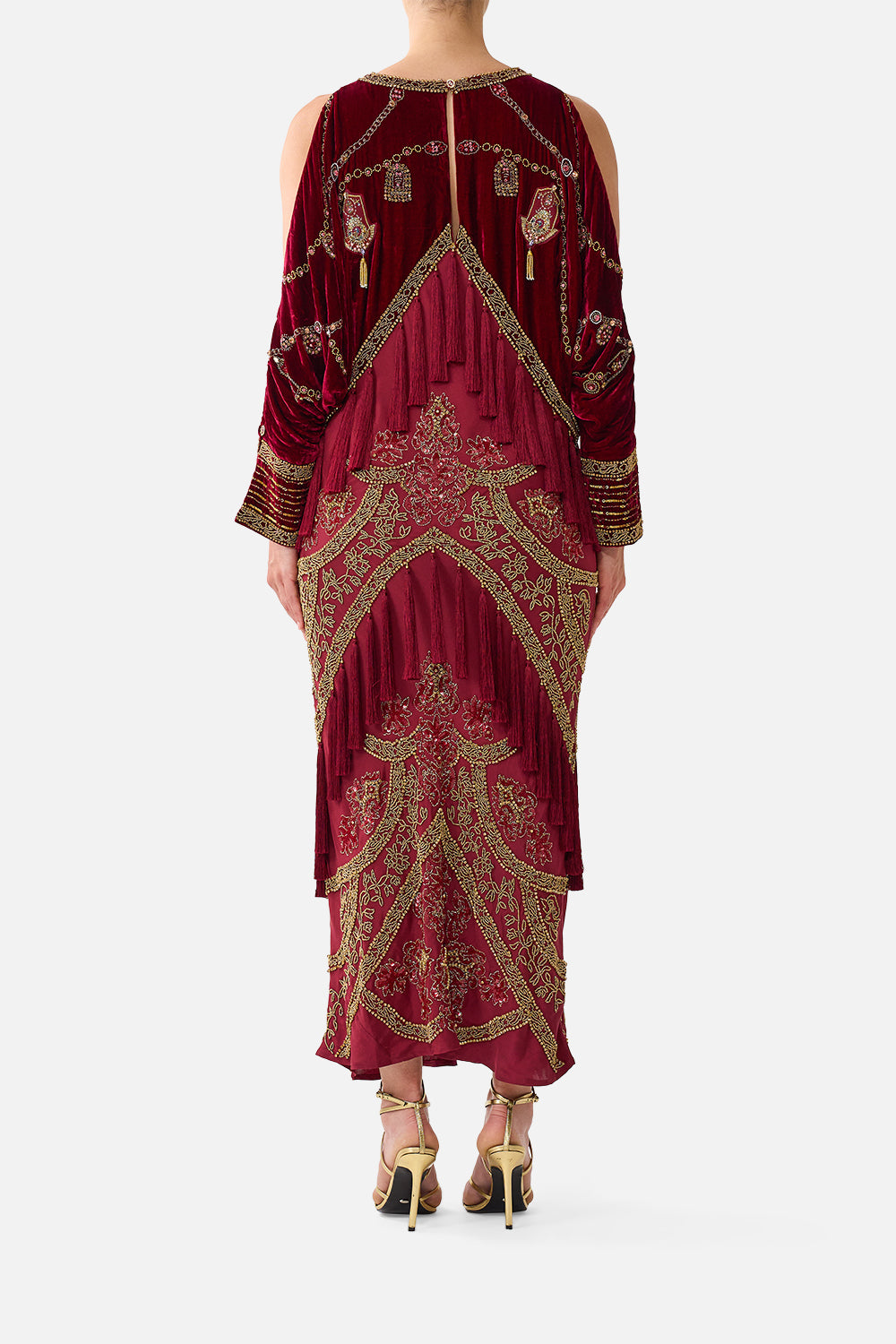 CAMILLA Velvet Plunge Neck Draped Shoulder Dress Call ME A Carriage - Image 2