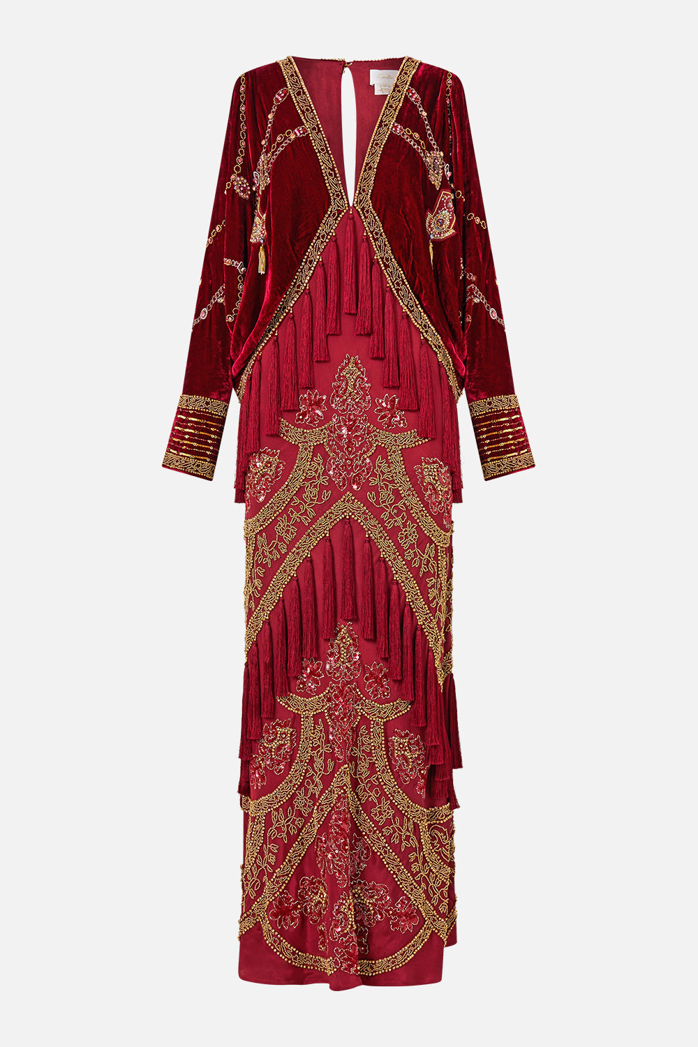 CAMILLA Velvet Plunge Neck Draped Shoulder Dress Call ME A Carriage - Image 3