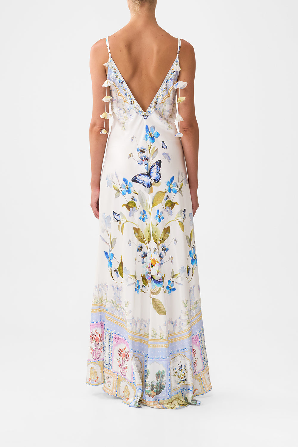 MNCAM131026140621131_2 CAMILLA V-neck Long Bias Slip Dress With Train Botanical Ballads - Image 2