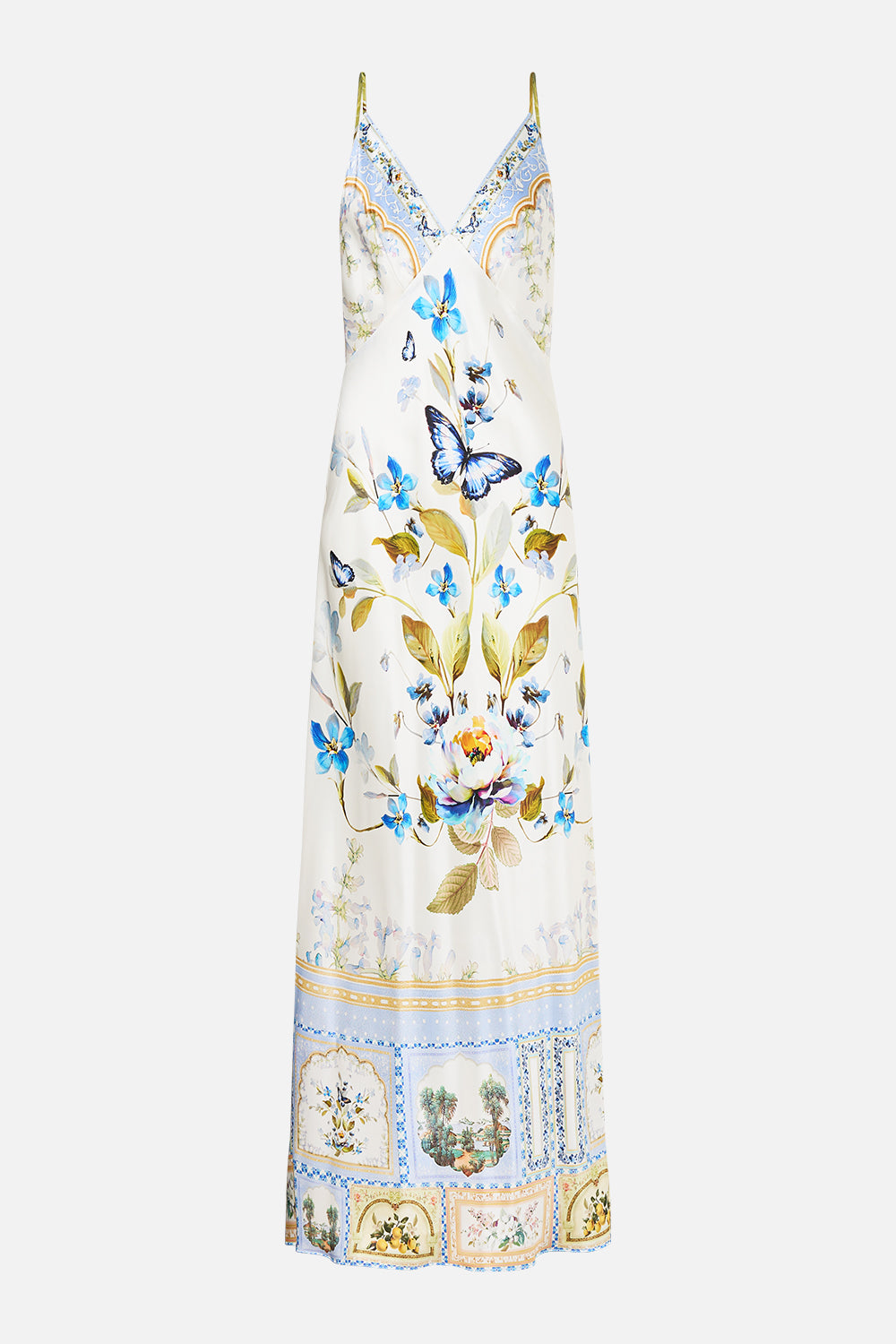 MNCAM131026140621131_3 CAMILLA V-neck Long Bias Slip Dress With Train Botanical Ballads - Image 3