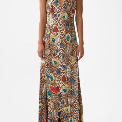 CAMILLA V-neck Full Length Bias Slip Dress Nazar Nirvana - Image 1