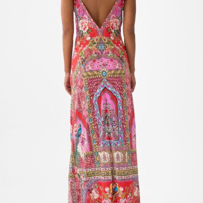 CAMILLA V-neck Full Length Bias Slip Dress Heirloom Empire - Image 2