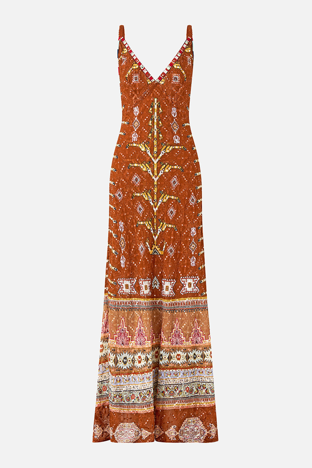 CAMILLA V-neck Full Length Bias Slip Dress Fabric OF Time - Image 3