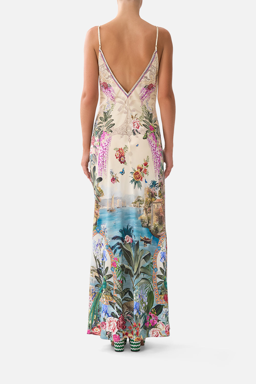 MNCAM131026140621135_2 CAMILLA V-neck Full Length Bias Slip Dress Bodrum Botanicals - Image 2