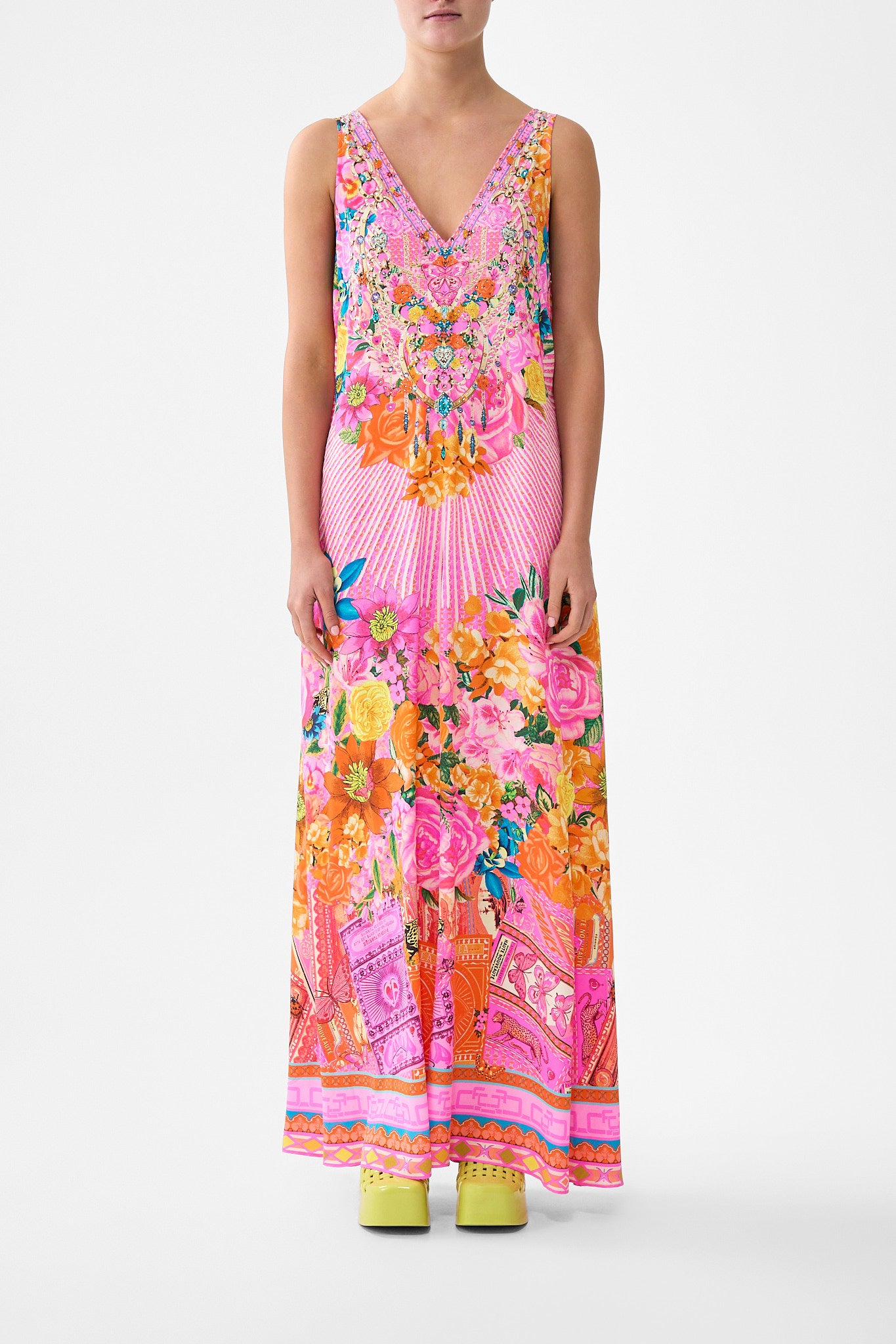 CAMILLA V-neck Flared Jumpsuit Illustration Nation - Image 1