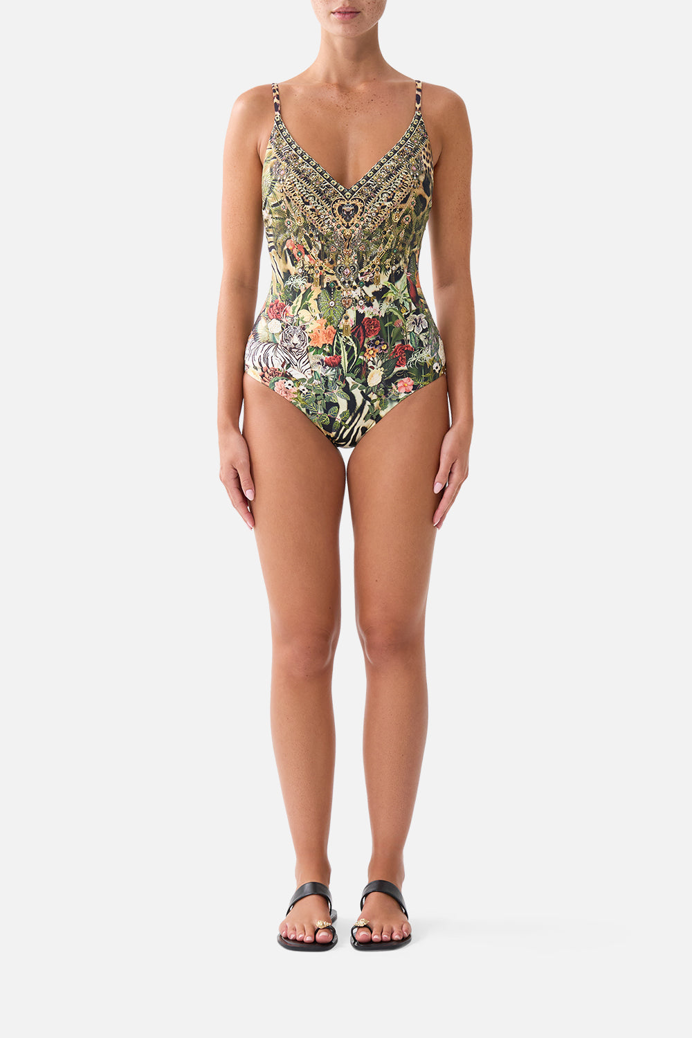 CAMILLA V Neck Underwire One Piece W Back Closure Leotigra Land - Image 1