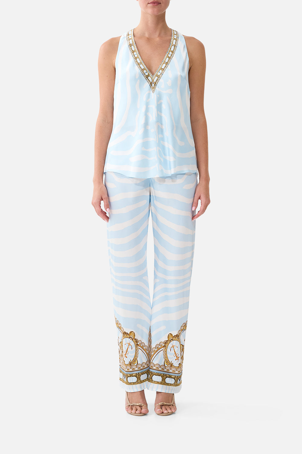 CAMILLA V Neck Top With Knot Back Spirit OF Stripes - Image 1