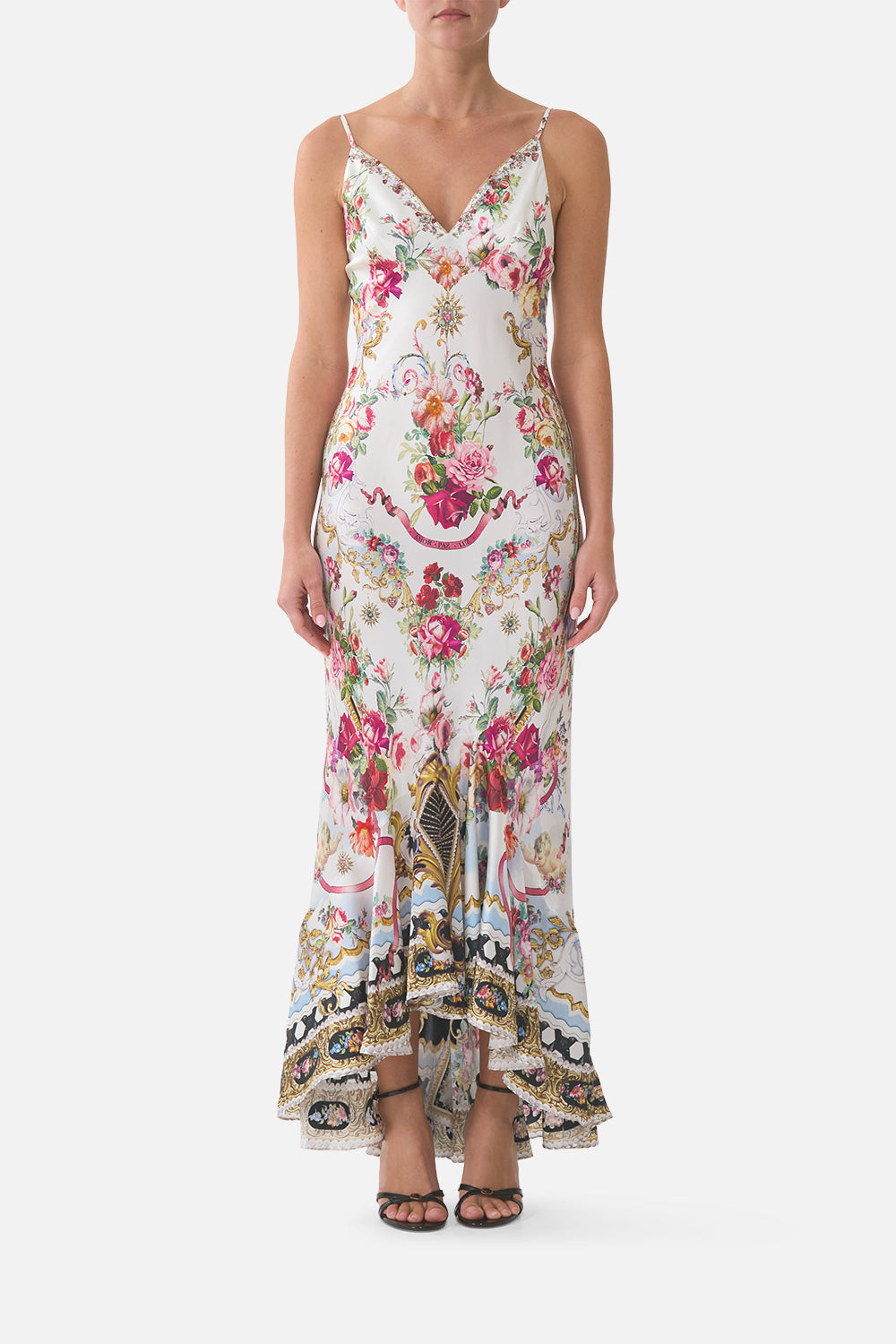 CAMILLA V Neck Slip Dress With Flounce Hem Torero Libertine - Image 1