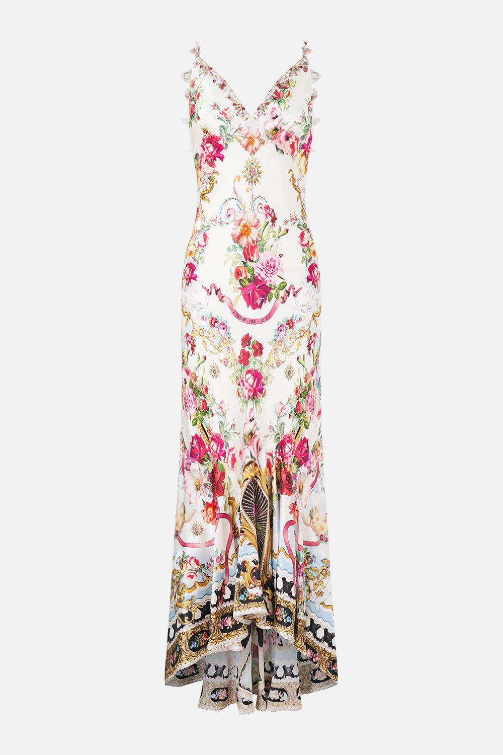 MNCAM131026140621150_3 CAMILLA V Neck Slip Dress With Flounce Hem Torero Libertine - Image 3