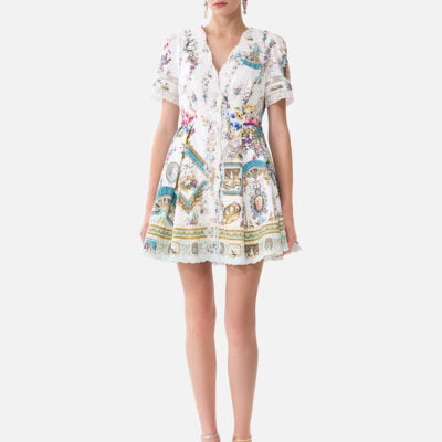 CAMILLA V Neck Short Dress With Short Sleeves Art for the Artisans - Image 1