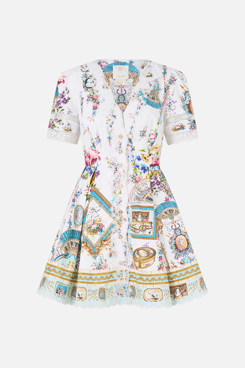MNCAM131026140621152_3 CAMILLA V Neck Short Dress With Short Sleeves Art for the Artisans - Image 3