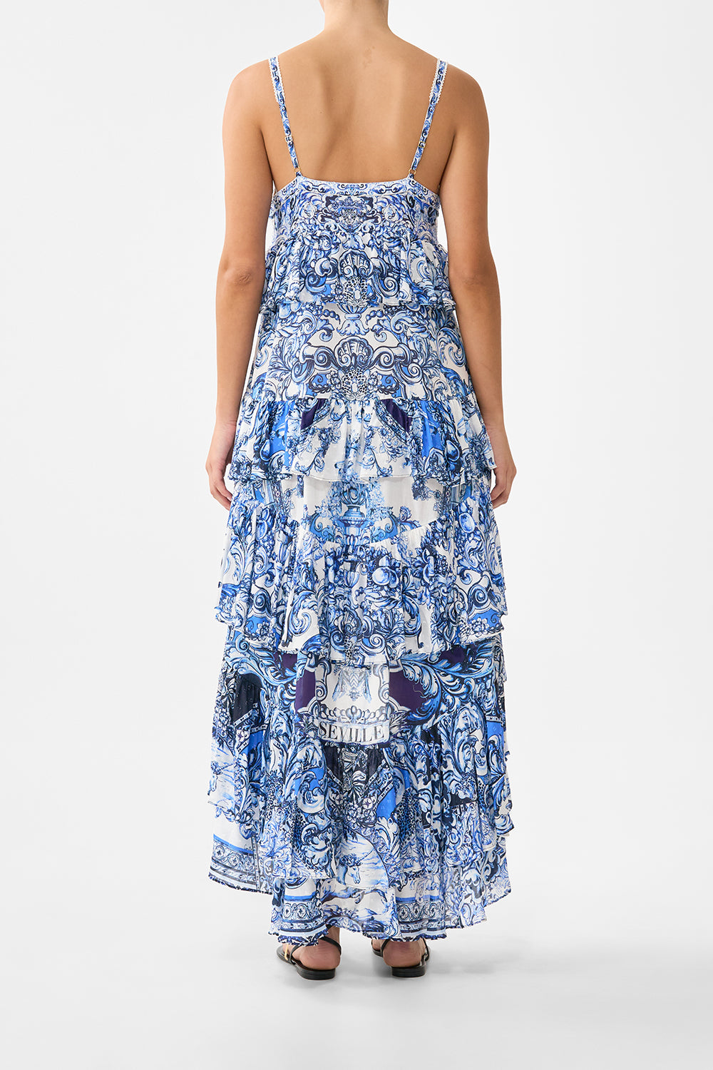 MNCAM131026140621153_2 CAMILLA V Neck Ruffle High Low Dress A Tiled Wonderland - Image 2