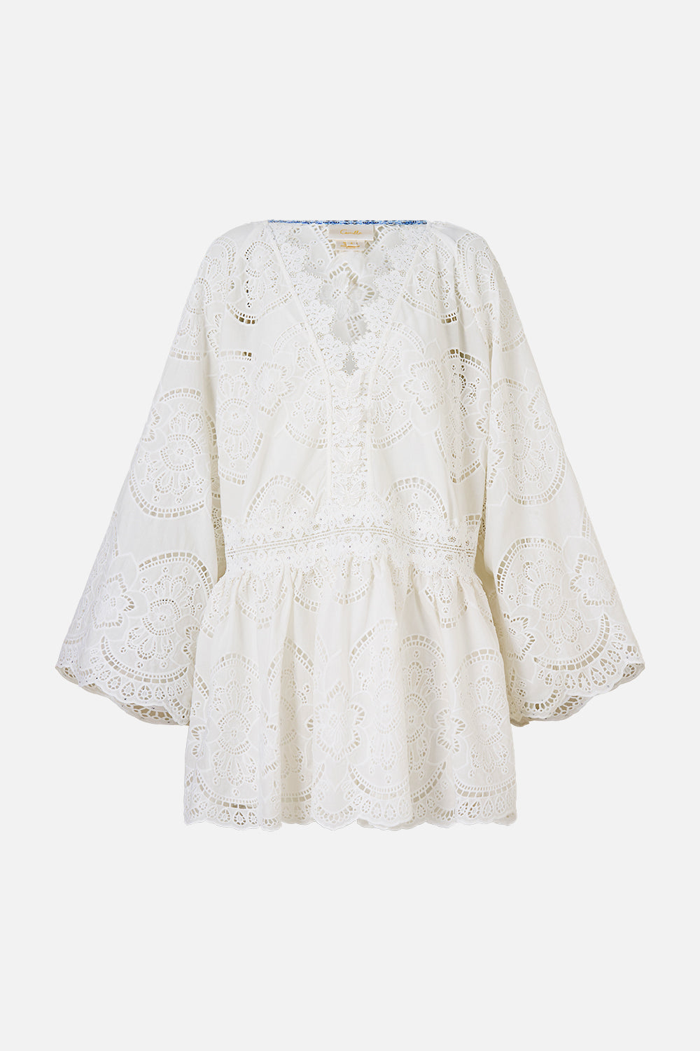 MNCAM131026140621154_3 CAMILLA V Neck Relaxed Short Dress With Dropped Waist A Tiled Wonderland - Image 3