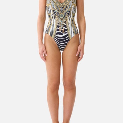 CAMILLA V Neck One Piece With V Back Zig Zag Zoo - Image 1