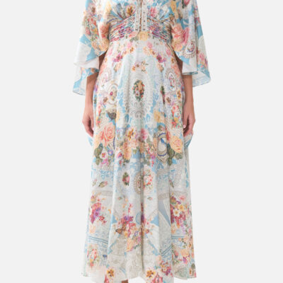 CAMILLA V Neck Lace UP Detail Long Dress A Taste for Lace - Image 1