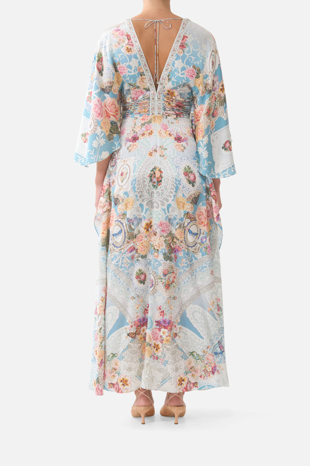 CAMILLA V Neck Lace UP Detail Long Dress A Taste for Lace - Image 2