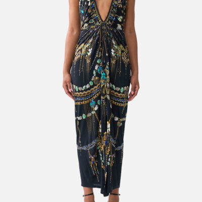CAMILLA V Neck Gathered Jersey Dress Amulets and Alchemy - Image 1